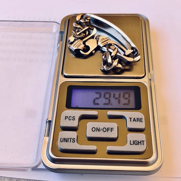 Vintage Italy Sterling Silver ID Figaro Link Chain 8" Bracelet 29 grams - Picture 11 of 15